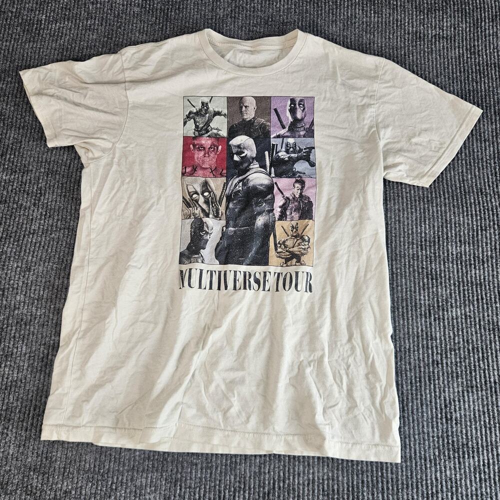 Deadpool Multiverse Tour Shirt Mens Large White Marvel Comic Movie Superhero Tee